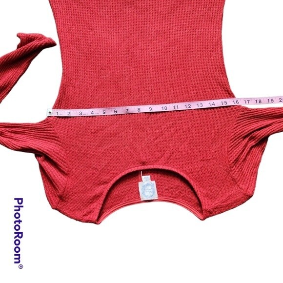 NWT Lana Button Back Rust Waffle Knit Top - Picture 9 of 11